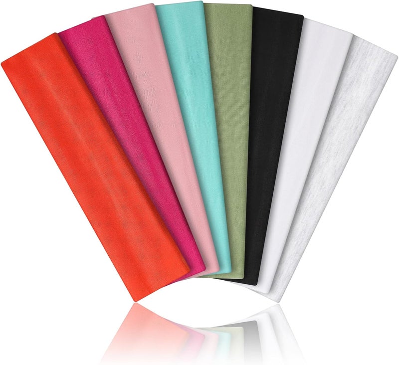 ZeroDotZero 8PCS Soft Elastic Stretch Workout Sports Headbands for Women - Soft Cloth, Sweat-Absorbing, Colourful Athletic Headbands for Girl's Hair, Ideal for Yoga,Running and Gym - Image 1